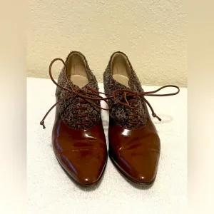BALLY Italy Classic “GRACE” Leather Tie-Up Kitten Heel Shoes 6.5 M