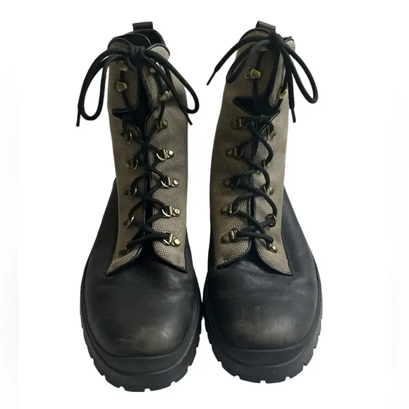 Bally Men's Trailblazer Combat Leather Boots Black Full Lace Up Size 10.5