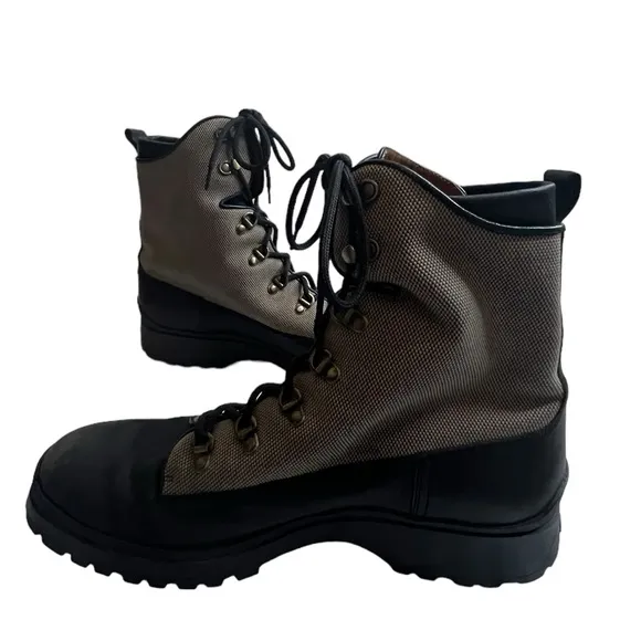 Bally Men's Trailblazer Combat Leather Boots Black Full Lace Up Size 10.5