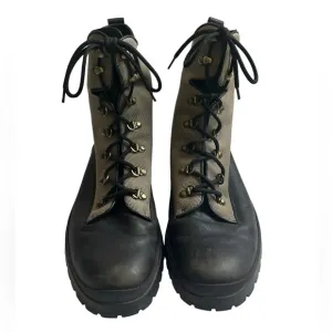 Bally Men's Trailblazer Combat Leather Boots Black Full Lace Up Size 10.5