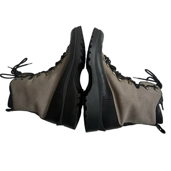 Bally Men's Trailblazer Combat Leather Boots Black Full Lace Up Size 10.5