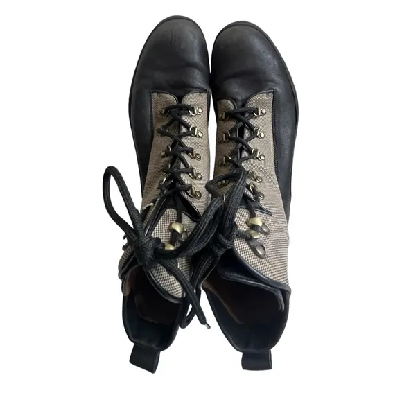 Bally Men's Trailblazer Combat Leather Boots Black Full Lace Up Size 10.5