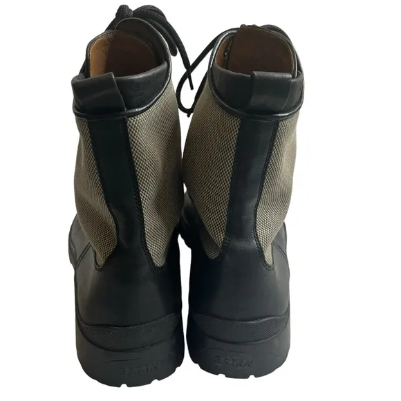Bally Men's Trailblazer Combat Leather Boots Black Full Lace Up Size 10.5