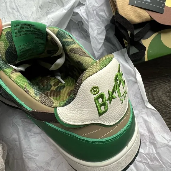 BAPE Green and White Men's Sneakers