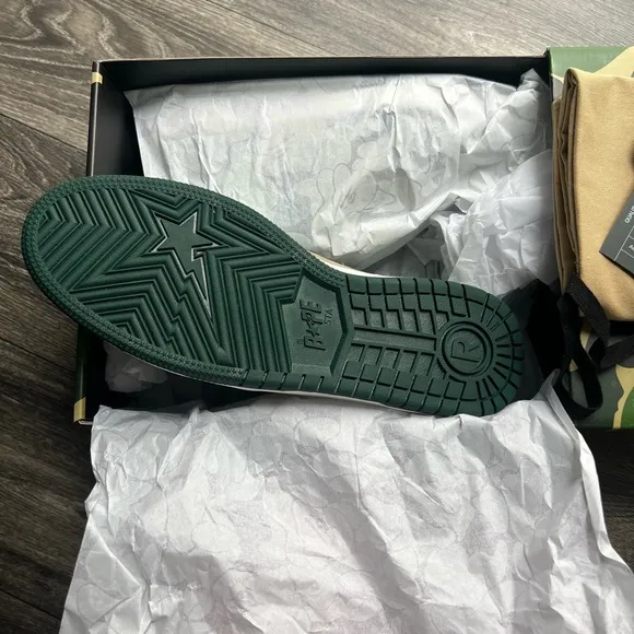 BAPE Green and White Men's Sneakers