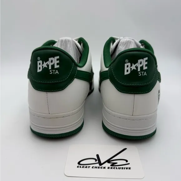 BAPE Men's White and Green Sneakers