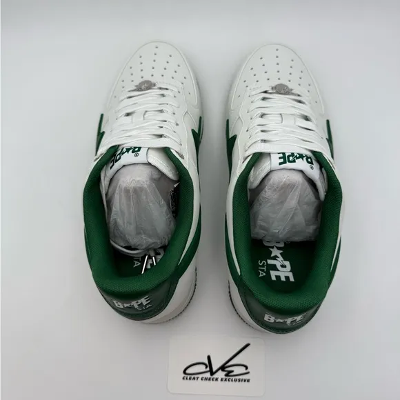 BAPE Men's White and Green Sneakers