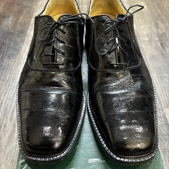 Barcelino Men’s Eel Skin Oxfords w/ Lace-Up closure, EUC