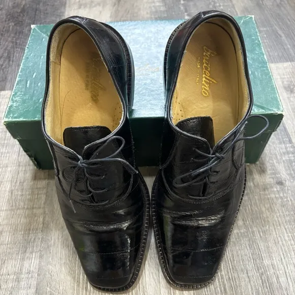 Barcelino Men’s Eel Skin Oxfords w/ Lace-Up closure, EUC