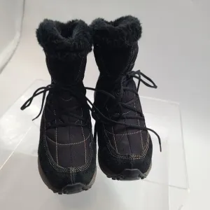 BareTraps Latori Black Quilted Suede Stay Dry System Lace-up Faux Fur Boots 9.5M