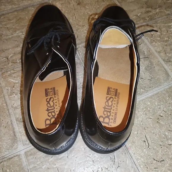 Bates Men's Black ploataways genuine leather Uniform Dress Shoes 8.5D