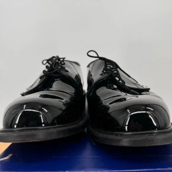 Bates Mens Oxford Shoes Black Hi-Gloss Leather Size 9.5 Wide 3E