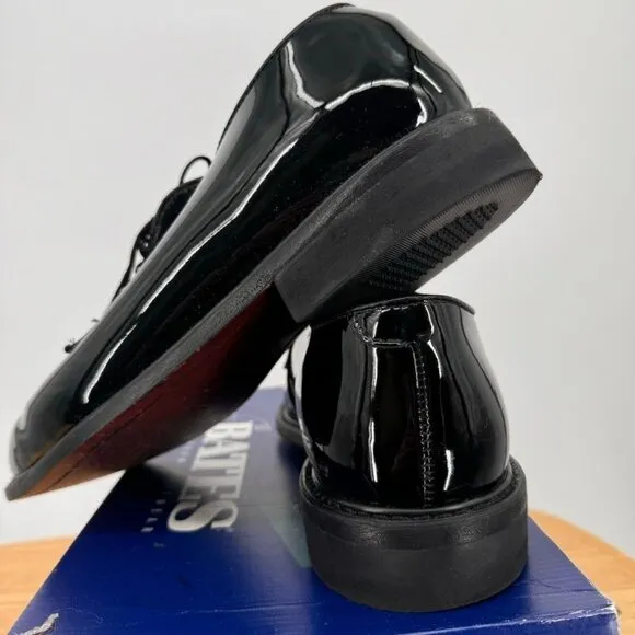 Bates Mens Oxford Shoes Black Hi-Gloss Leather Size 9.5 Wide 3E