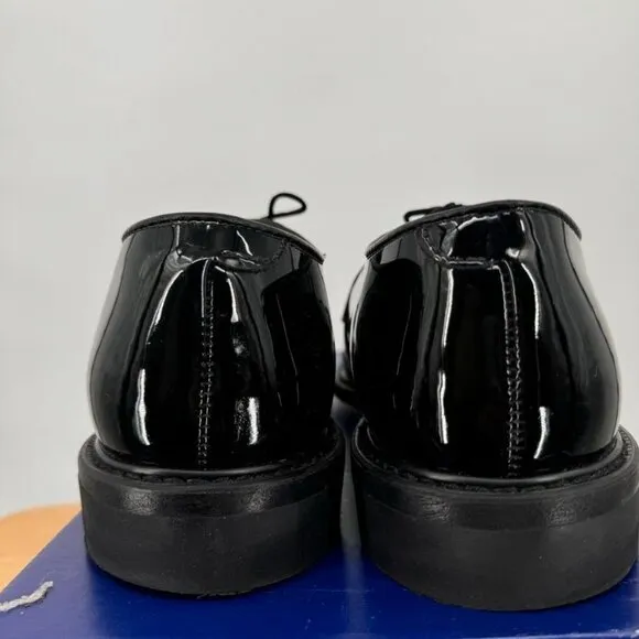 Bates Mens Oxford Shoes Black Hi-Gloss Leather Size 9.5 Wide 3E
