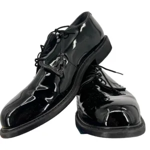 Bates Mens Oxford Shoes Black Hi-Gloss Leather Size 9.5 Wide 3E