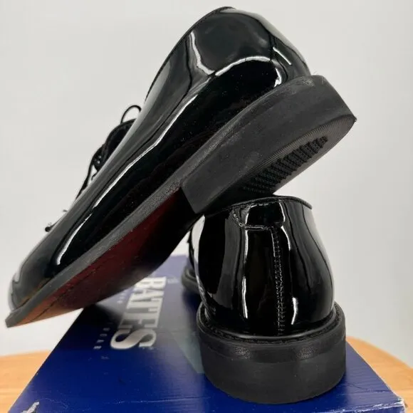 Bates Mens Oxford Shoes Black Hi-Gloss Leather Size 9.5 Wide 3E