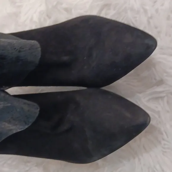 BCBG EARLA BLACK LEATHER SPARKLE LEATHER FOLD DOWN BOOTS SIZE 6.5