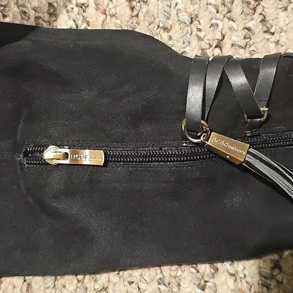 BCBGeneration Black Suede Corseted BC-EVA stretch Boots,  Size 7..excellent cond