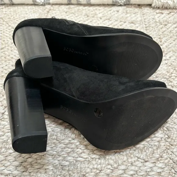 Bcbgeneration Rocco Black Suede Leather High Heel Open Toe Bootie Size 8 1/2