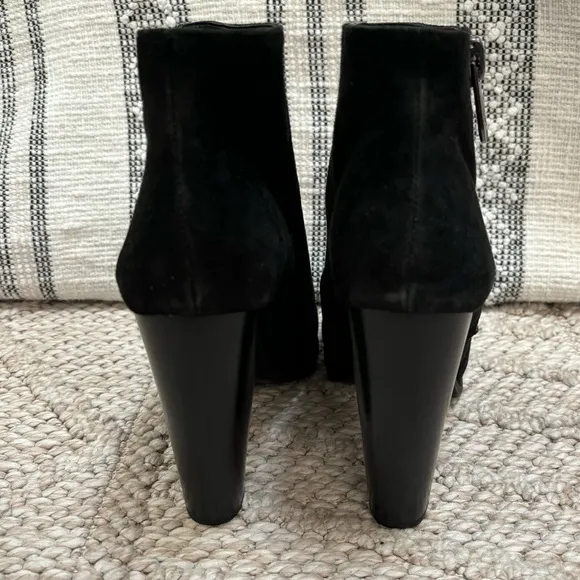 Bcbgeneration Rocco Black Suede Leather High Heel Open Toe Bootie Size 8 1/2