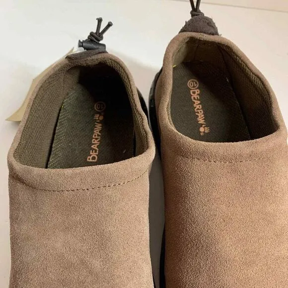 Bearpaw Men's NeverWet Slip-On Shoes Cow Suede Upper Mesh Lining Brown‎ Size 10