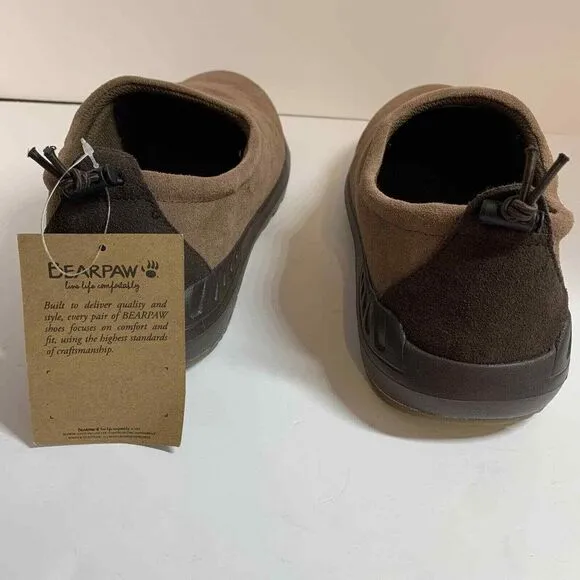 Bearpaw Men's NeverWet Slip-On Shoes Cow Suede Upper Mesh Lining Brown‎ Size 10