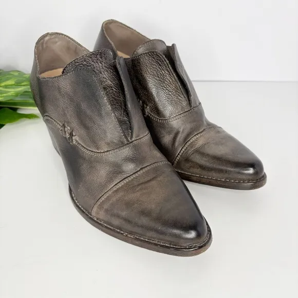 Bed Stu Helen Heeled Oxford Bootie Distressed Leather Graphito Size 9.5