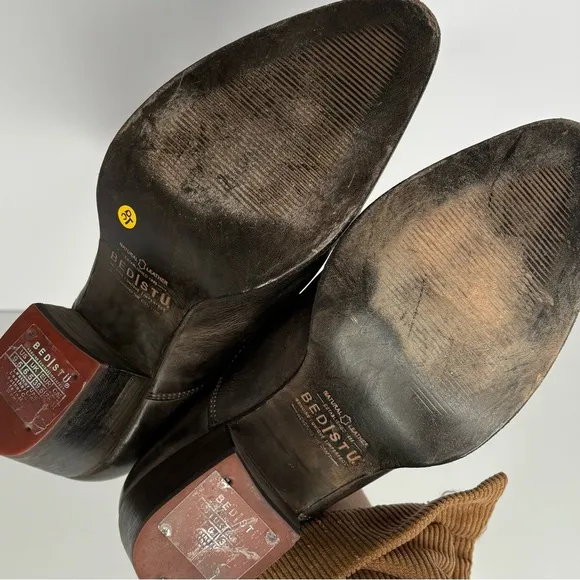 Bed Stu Helen Heeled Oxford Bootie Distressed Leather Graphito Size 9.5