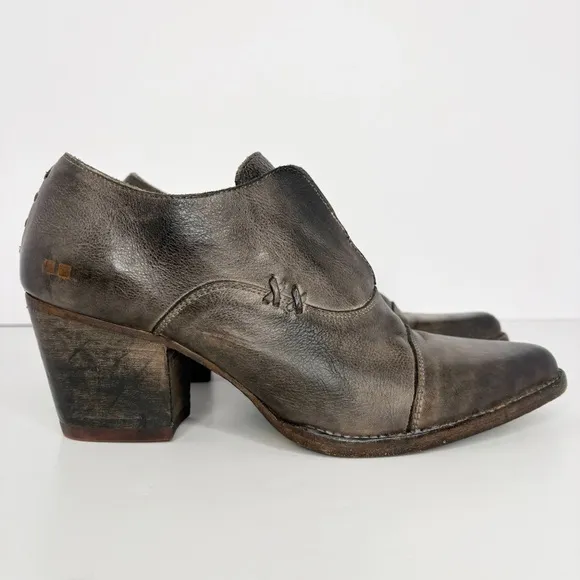 Bed Stu Helen Heeled Oxford Bootie Distressed Leather Graphito Size 9.5