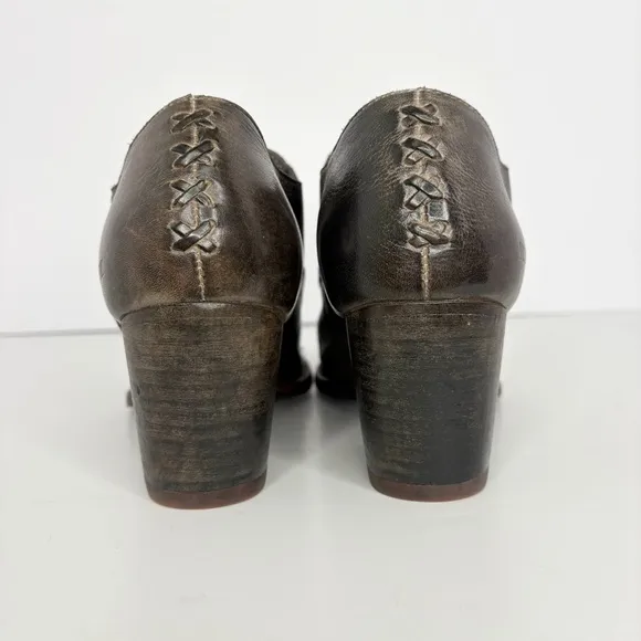 Bed Stu Helen Heeled Oxford Bootie Distressed Leather Graphito Size 9.5