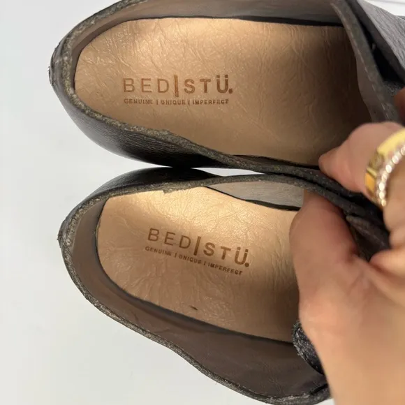 Bed Stu Helen Heeled Oxford Bootie Distressed Leather Graphito Size 9.5