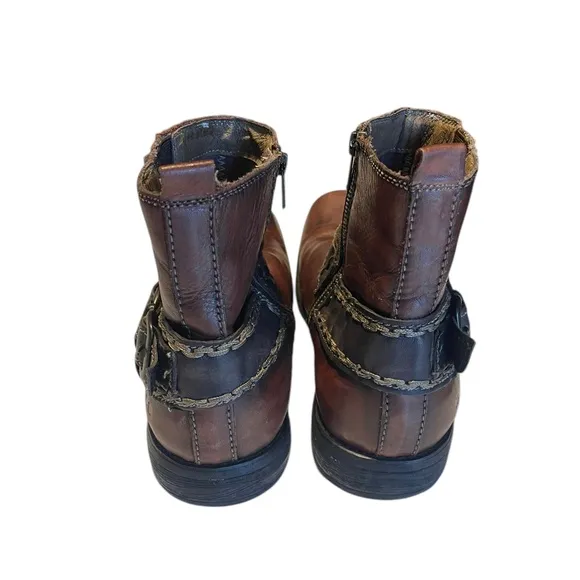 Bed Stu Innovator Mens Leather Harness Moto Ankle Boots Brown Size 11.5