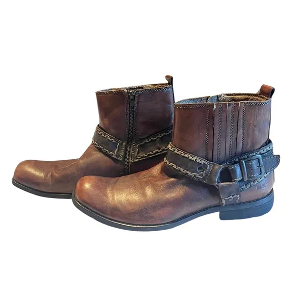 Bed Stu Innovator Mens Leather Harness Moto Ankle Boots Brown Size 11.5