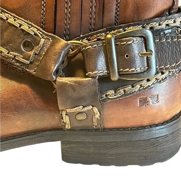 Bed Stu Innovator Mens Leather Harness Moto Ankle Boots Brown Size 11.5