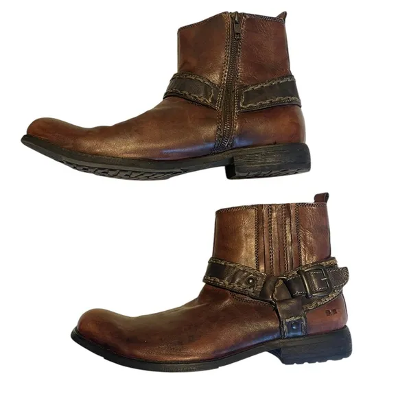 Bed Stu Innovator Mens Leather Harness Moto Ankle Boots Brown Size 11.5