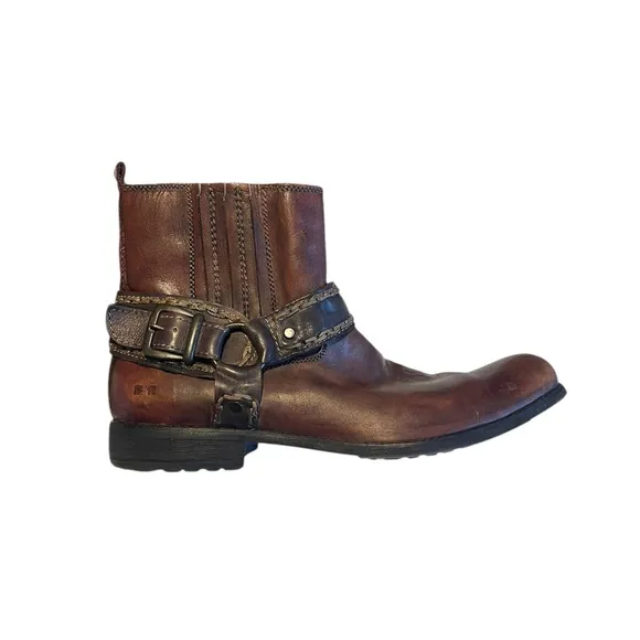 Bed Stu Innovator Mens Leather Harness Moto Ankle Boots Brown Size 11.5