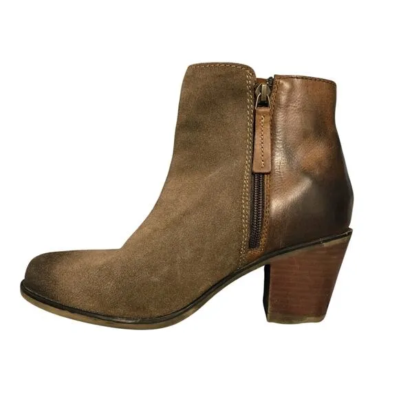 Bed Stu Roan Boots Womens 8.5 Lina Mixed Leather Bootie Oiled Hand Finished
