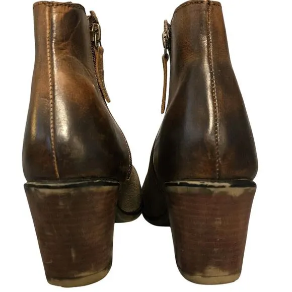 Bed Stu Roan Boots Womens 8.5 Lina Mixed Leather Bootie Oiled Hand Finished