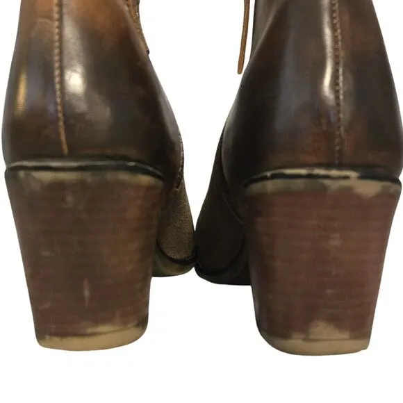 Bed Stu Roan Boots Womens 8.5 Lina Mixed Leather Bootie Oiled Hand Finished