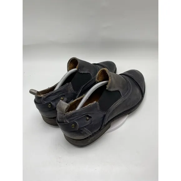 Bed Stu Shoes Men Size 10.5 Duomo Black Leather Slip On Cap Toe 4141