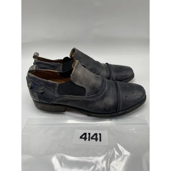 Bed Stu Shoes Men Size 10.5 Duomo Black Leather Slip On Cap Toe 4141