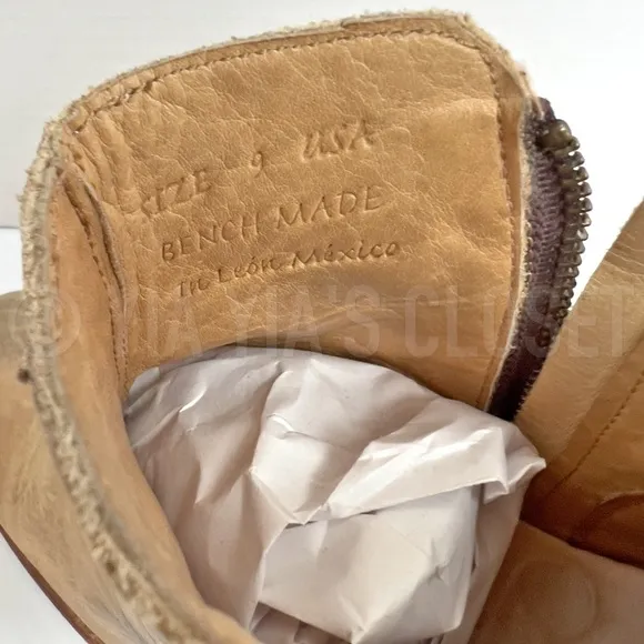 BED STU Women's 9 Yell Rustic Tan Distressed Leather COBBLER SERIES Ankle Boots