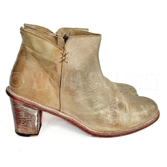 BED STU Women's 9 Yell Rustic Tan Distressed Leather COBBLER SERIES Ankle Boots