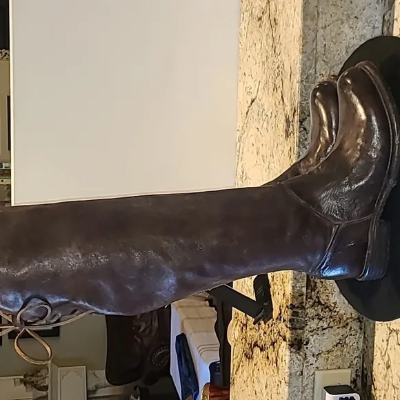 BED/STU Manchester sz.8 knee boots lace up&amp;zip. (#1082) hand crafted in Mexico.