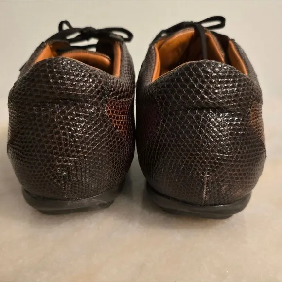 Belvedere Corona Genuine Crocodile &amp; Lizard Brown Leather Eye Sneakers Shoes 10