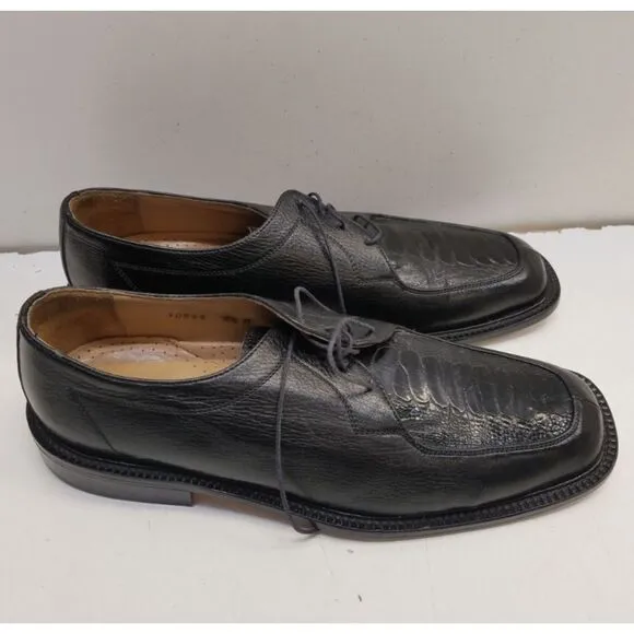 Belvedere Florence Genuine Leather Crocodile Black Oxford Men's 9.5M Dress Shoes