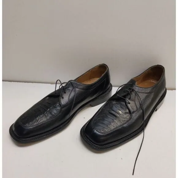 Belvedere Florence Genuine Leather Crocodile Black Oxford Men's 9.5M Dress Shoes