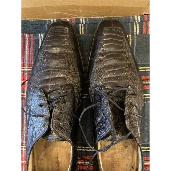 BELVEDERE GENUINE OSTRICH OXFORD SHOES SZ 9.5