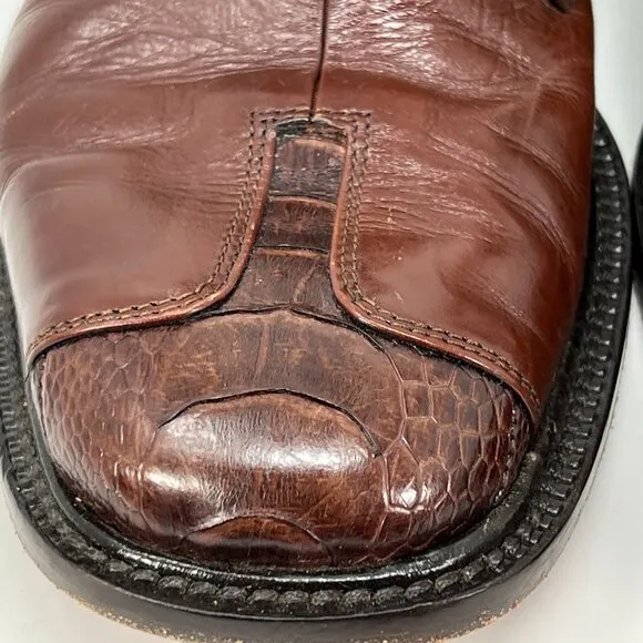 Belvedere Mens Brown Genuine Ostrich Dress Shoes Size 9 M Hand Made in Italy *
