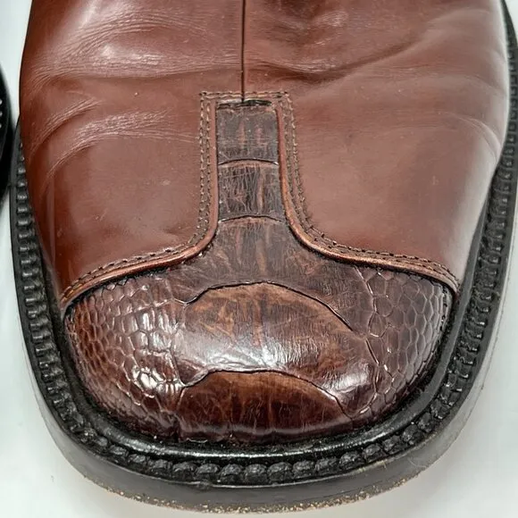 Belvedere Mens Brown Genuine Ostrich Dress Shoes Size 9 M Hand Made in Italy *
